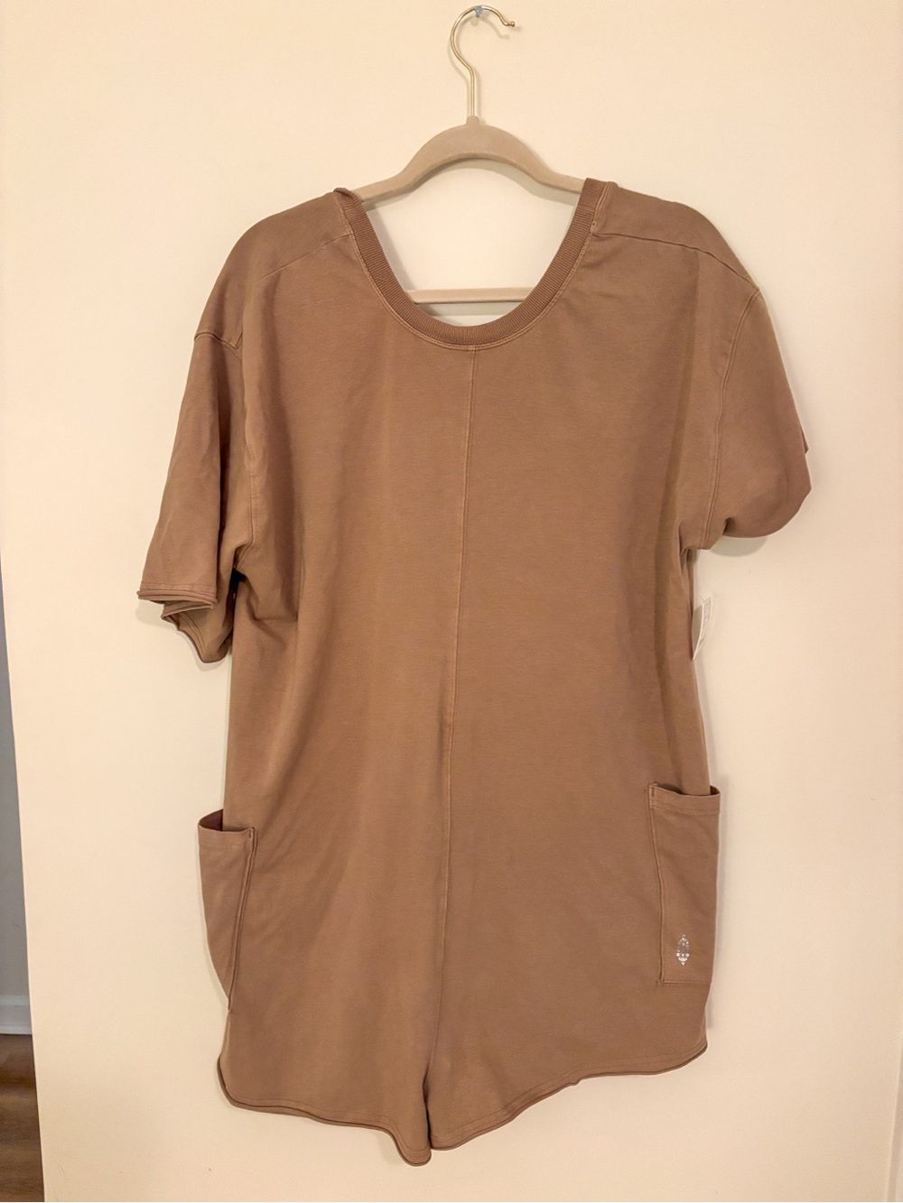 Free People Short-Sleeve Romper in Tan